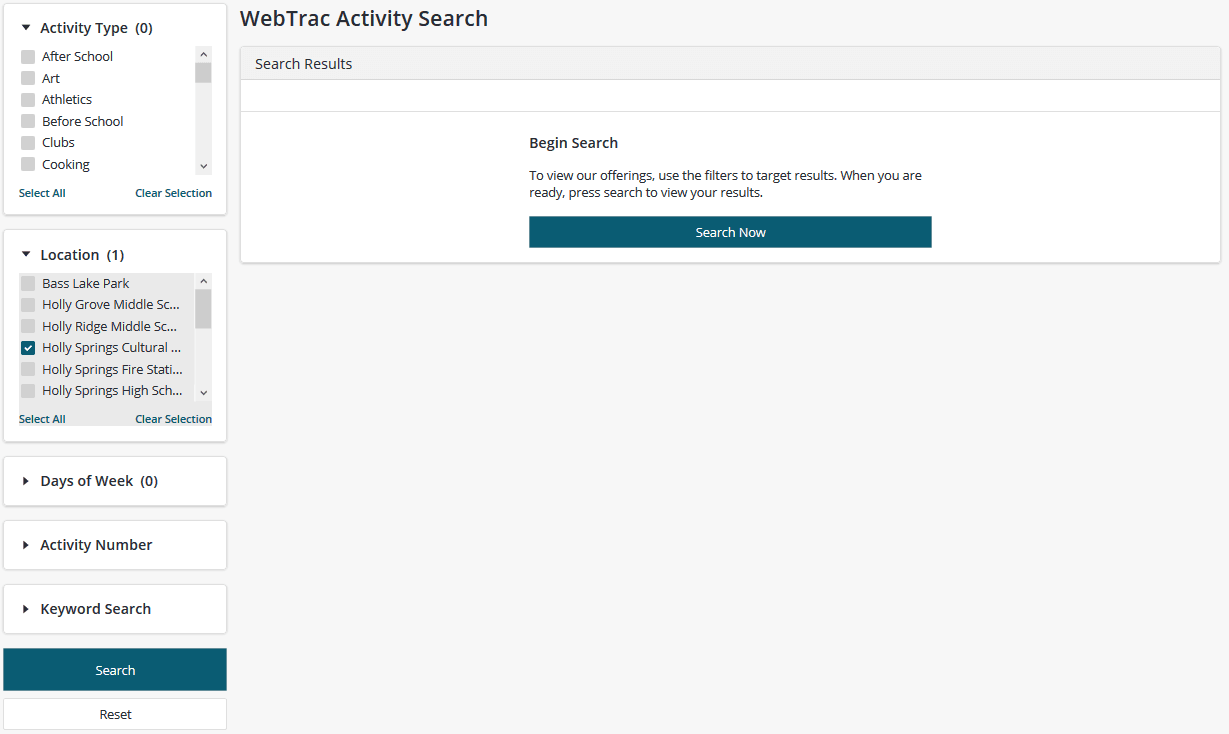 3. Refine Search_WebTrac Activity Search