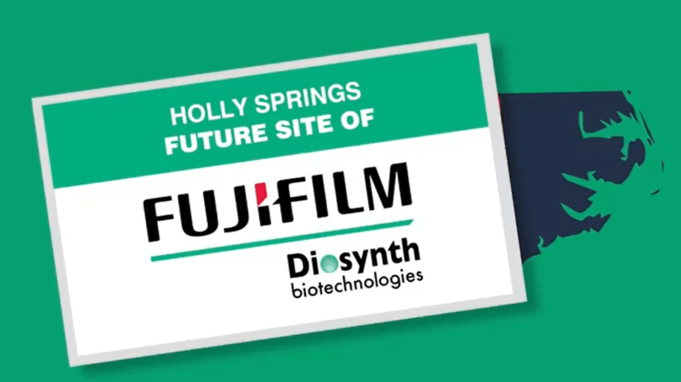 image of a sticker that says Holly Springs Future Site of fujifilm diosynth biotechnologies